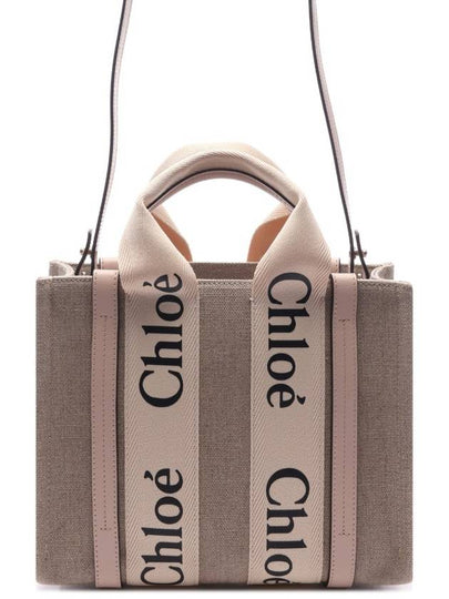 Woody Small Canvas Tote Bag Pink Beige - CHLOE - BALAAN 2