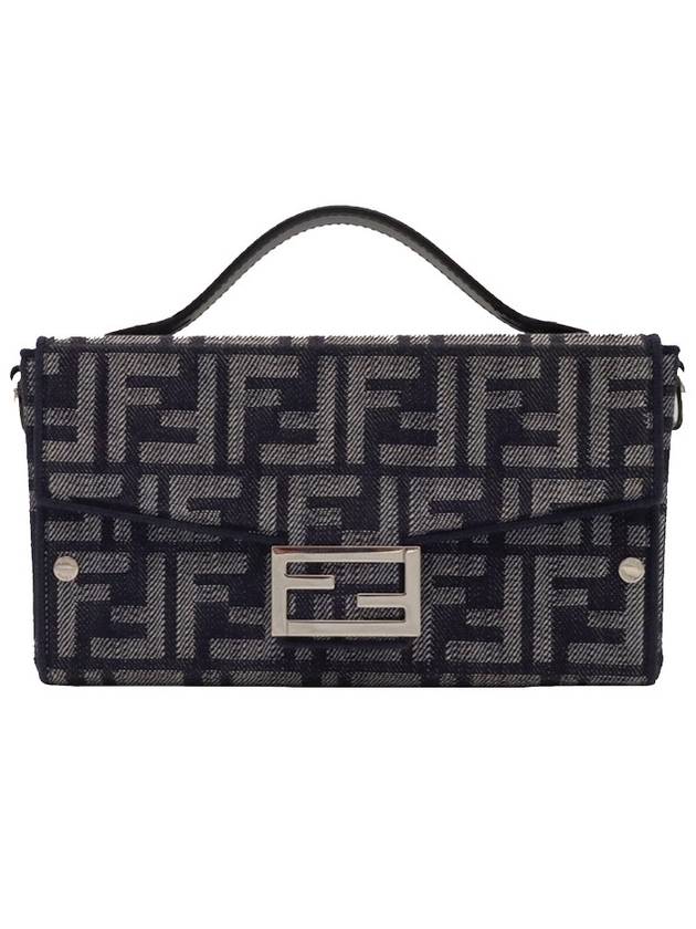 Dark Blue FF Jacquard Soft Trunk Baguette Cross Bag 7VA565 - FENDI - BALAAN 3