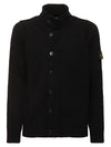 Wappen High Neck Button Up Wool Cardigan Black - STONE ISLAND - BALAAN 2