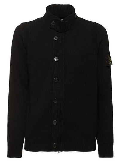 Wappen High Neck Button Up Wool Cardigan Black - STONE ISLAND - BALAAN 2