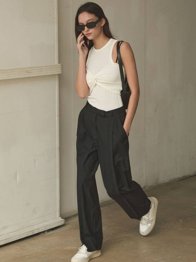 Women's wide pants SLIT WIDE PANTS BLACK - SIGREAT - BALAAN 1