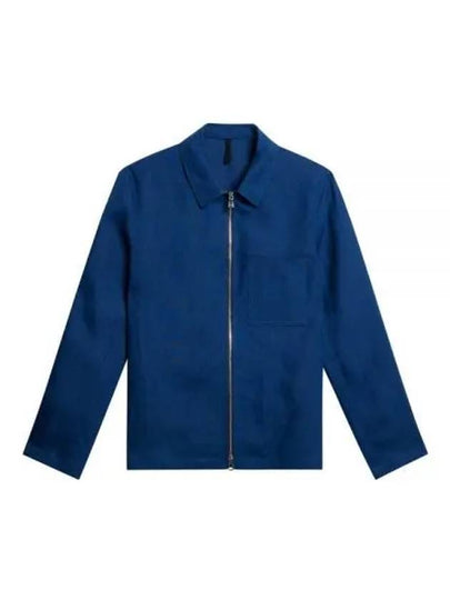 Julius Linen Overshirt Jacket Estate Blue - J.LINDEBERG - BALAAN 2