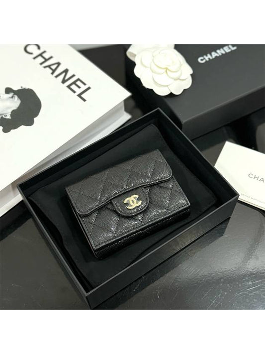 Classic 3-fold bifold wallet black gold AP0230 - CHANEL - BALAAN 1