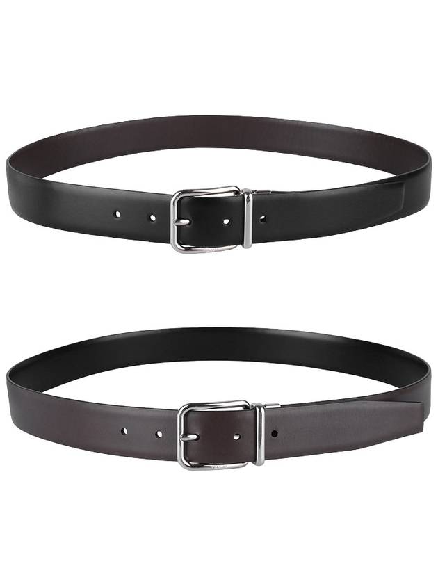 Reversible Leather Belt Black - PRADA - BALAAN 11