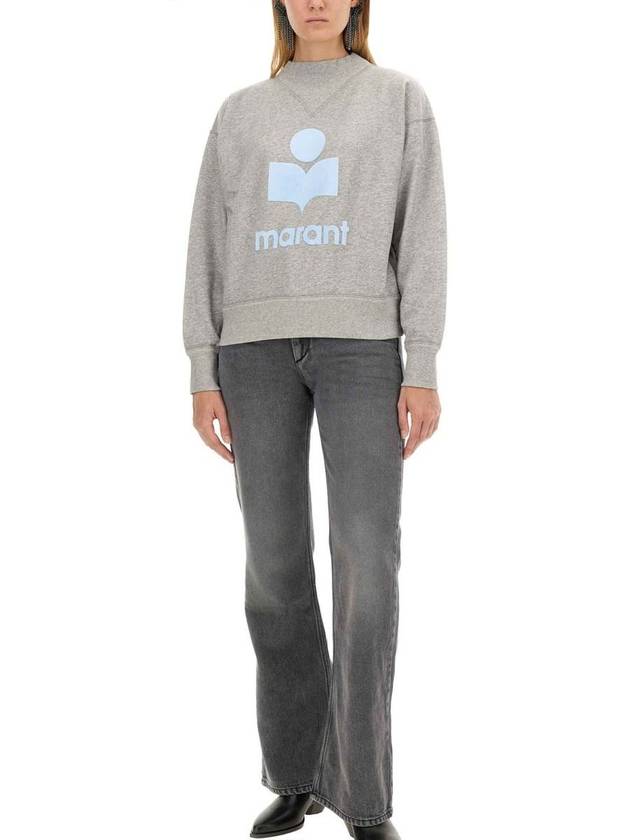 Moby Logo Print Sweatshirt Grey Ice Blue - ISABEL MARANT ETOILE - BALAAN 3