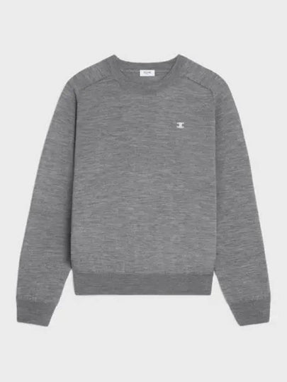 Triomphe Crew Neck Wool Knit Top Grey - CELINE - BALAAN 2