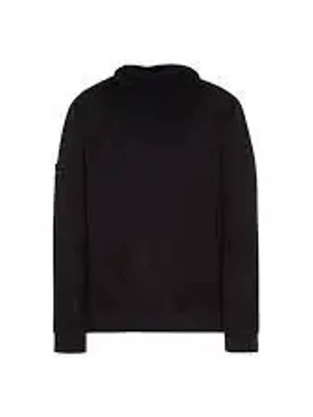 Garment Dyed Cotton Fleece Badge Hoodie Black - STONE ISLAND - BALAAN 2