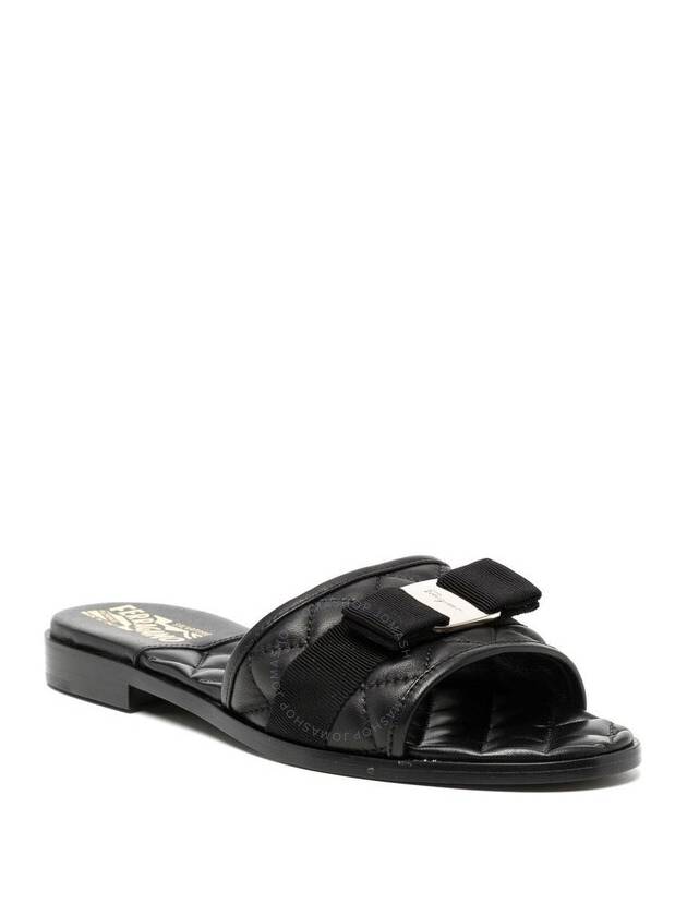 Vara Quilted Slippers Black - SALVATORE FERRAGAMO - BALAAN 3