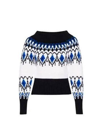 Women s Long Sleeve Off Shoulder Sweater Blue 710206 Q1A27 - ALEXANDER MCQUEEN - BALAAN 1