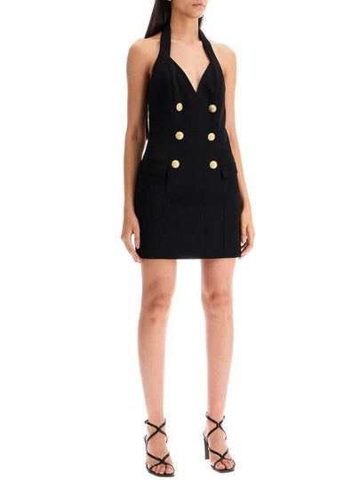 halter neck mini dress with buttons - BALMAIN - BALAAN 2