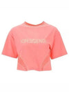 Logo Printed Cropped Short Sleeve T-Shirt Pink - FENDI - BALAAN 2