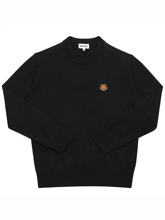 Men's Tiger Patch Crest Knit Top Black - KENZO - BALAAN 4