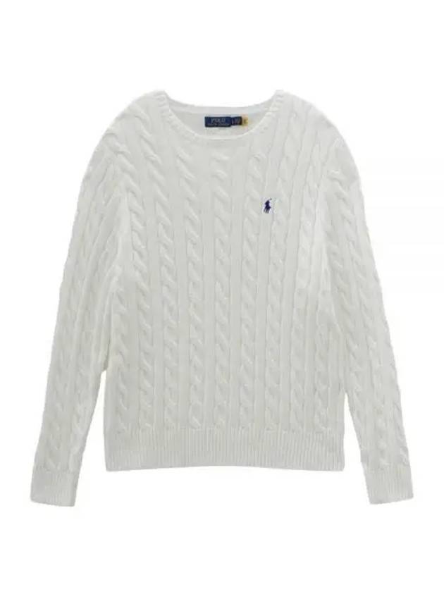 Embroidery Logo Cable Knit Top White - POLO RALPH LAUREN - BALAAN 2