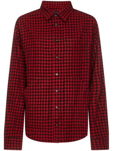 Gingham Check Long Sleeve Shirt Red - DSQUARED2 - BALAAN 1