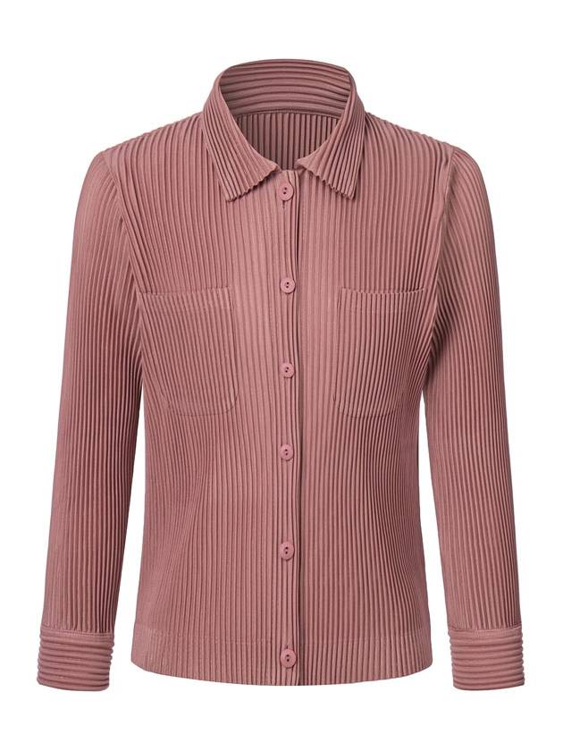 Unisex long sleeve collar neck full open type pleated jacket pink - MONPLISSE - BALAAN 2