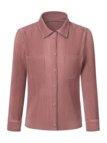 Unisex long sleeve collar neck full open type pleated jacket pink - MONPLISSE - BALAAN 1