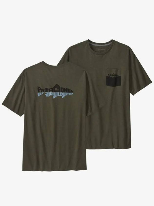 Men's Wild Waterline Pocket Responsibili Short Sleeve T-Shirt Basin Green - PATAGONIA - BALAAN 2