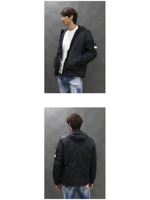 Garment Dyed Micro Yarn Hooded Jacket Black - STONE ISLAND - BALAAN 3