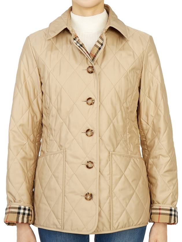 Diamond Quilted Thermoregulated Jacket New Chino Beige - BURBERRY - BALAAN.