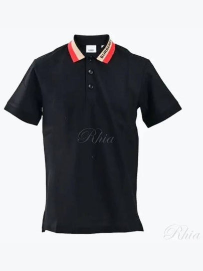 Logo Detail Cotton Short Sleeve Polo Shirt Black - BURBERRY - BALAAN 2