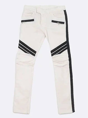 Men s biker jeans with cream side decoration - BALMAIN - BALAAN 1