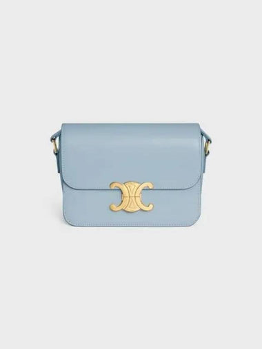 Teen Triomphe Shiny Calfskin Cross Bag Light Blue - CELINE - BALAAN 1