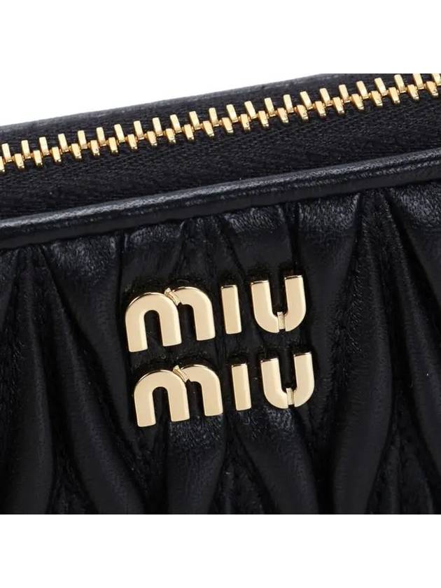 Matelasse Leather Logo Zipper Long Wallet Black - MIU MIU - BALAAN 6