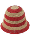 Logo Striped Woven Fabric Bucket Hat Red Beige - MIU MIU - BALAAN 4