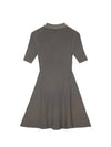 Ribbed Knitwear A-line Short Dress Safari - GANNI - 3