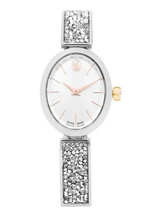 Crystal Rock Oval Metal Watch White Silver - SWAROVSKI - BALAAN 4