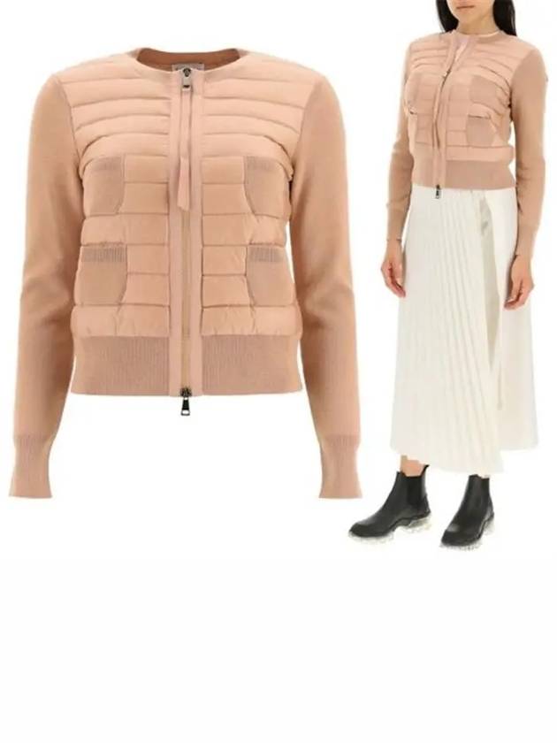 Women's Logo Patch 4 Pocket Arm Logo Cardigan Padded Light Pink - MONCLER - BALAAN 8