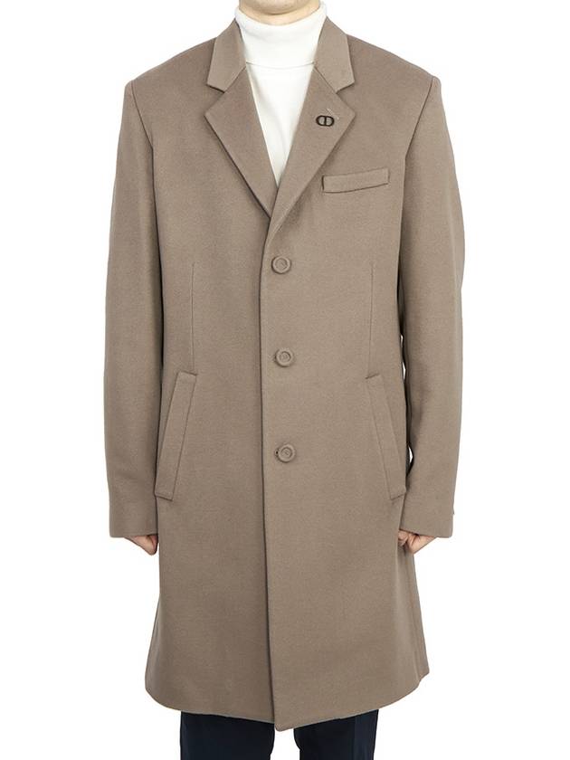 Logo Classic Cashmere Single Coat Brown - DIOR - BALAAN.