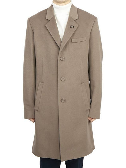 Logo Classic Cashmere Single Coat Brown - DIOR - BALAAN 2