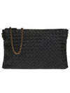 Intrecciato Chain Crossbody Bag Black - BOTTEGA VENETA - BALAAN 3