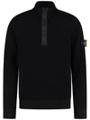 Wappen Patch Half Zip Up Knit Top Black - STONE ISLAND - BALAAN 1