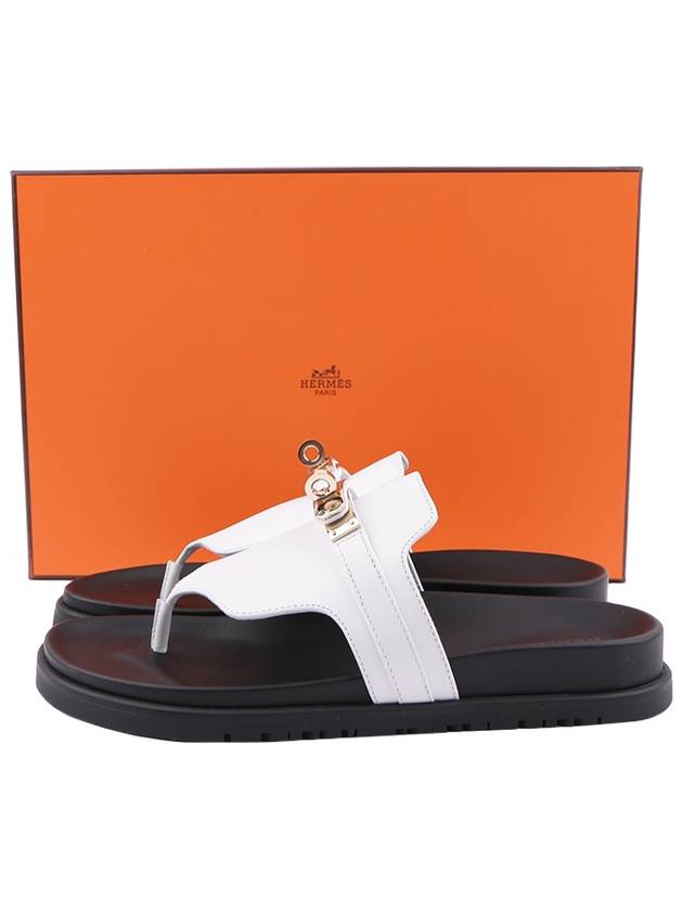 Empire Calfskin Slippers White - HERMES - BALAAN 3