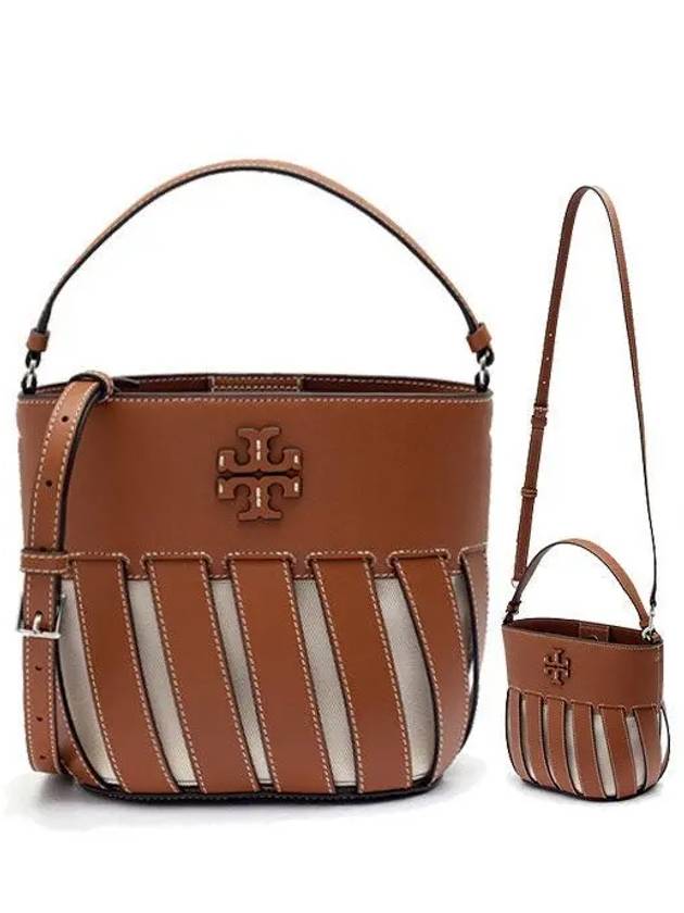 McGraw Stripe Die Cut Bucket Bag Brown - TORY BURCH - BALAAN 2