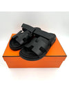 Chypre Leather Sandals Black - HERMES - BALAAN 3