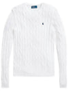 Embroidered Logo Pony Cable Knit Top White - POLO RALPH LAUREN - BALAAN 2