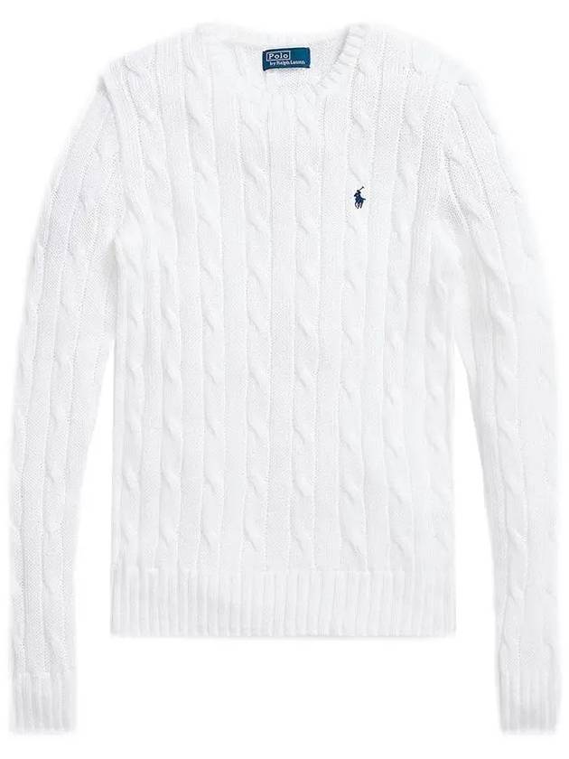 Embroidered Logo Pony Cable Knit Top White - POLO RALPH LAUREN - BALAAN 2