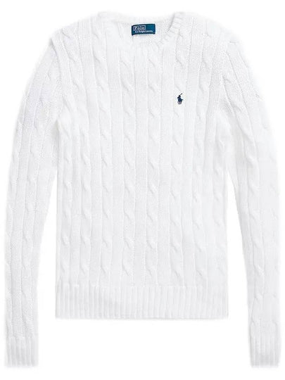 Embroidered Logo Pony Cable Knit Top White - POLO RALPH LAUREN - BALAAN 2