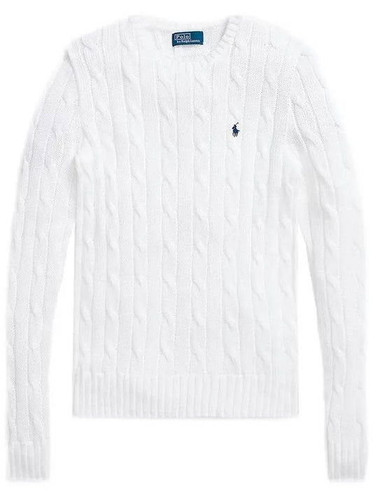 Embroidered Logo Pony Cable Knit Top White - POLO RALPH LAUREN - BALAAN 2