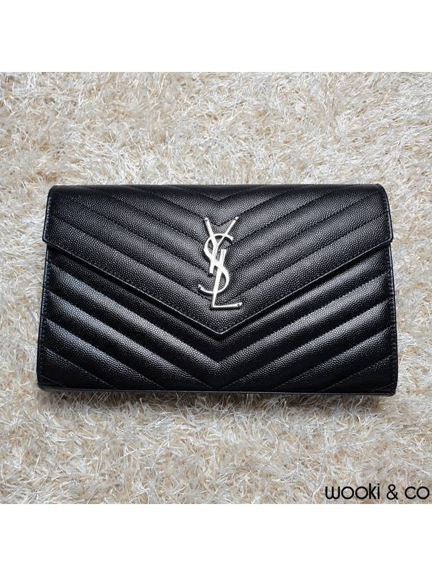 Cassandre Matelasse Chain Cross Bag In Grain de Poudre Embossed Leather Black - SAINT LAURENT - BALAAN 3