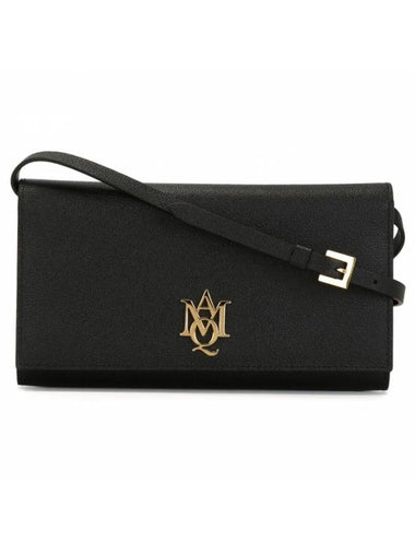 Gold Plaque Logo Shoulder Bag Black - ALEXANDER MCQUEEN - BALAAN 1