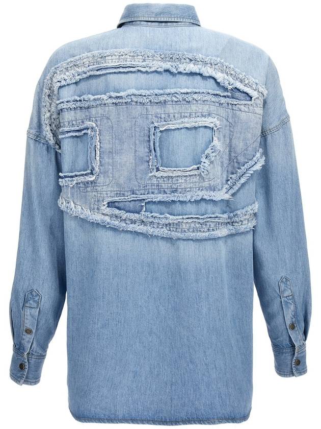 D Cama Logo Patch Denim Long Sleeve Shirt Light Blue - DIESEL - BALAAN 3