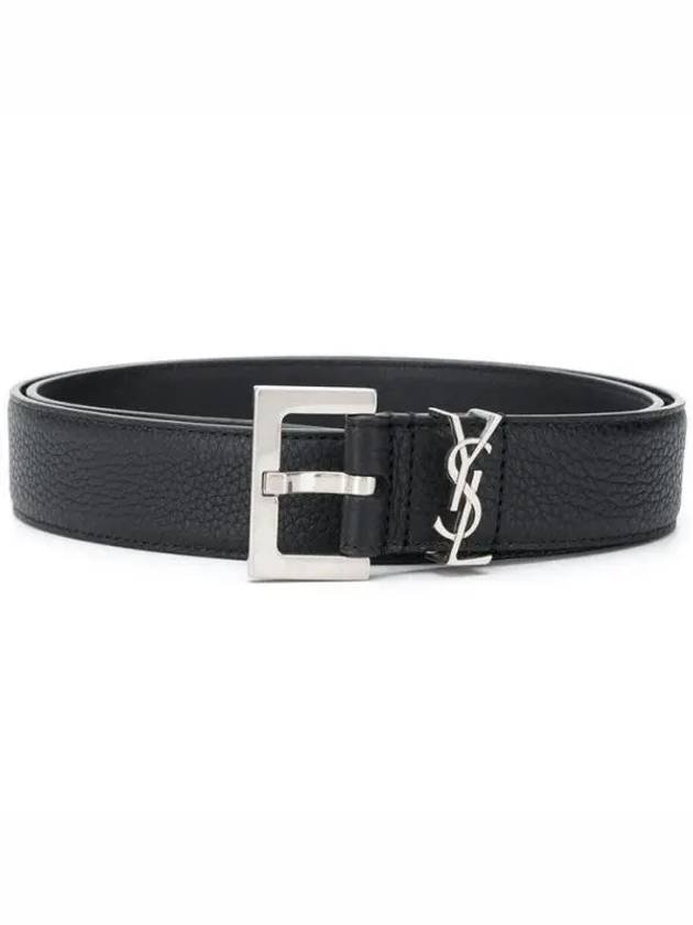 24SS 634440 DTI0E Monogram Grain Leather Logo Buckle Belt 1009350 - SAINT LAURENT - BALAAN 1