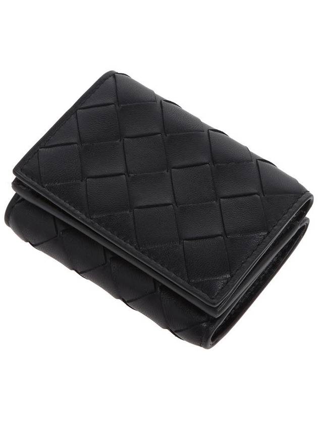 Tiny Tri-Fold Zipper Half Wallet Black - BOTTEGA VENETA - BALAAN 5