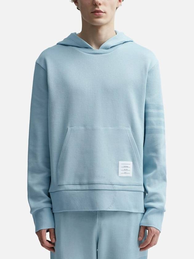 4 Bar Double Face Knit Hoodie Light Blue - THOM BROWNE - BALAAN 4