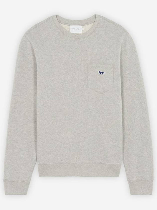 [MAISON KITSUNE] NAVY FOX PATCH REGULAR POCKET SWEATSHIRT - GREY MELANGE - MAISON KITSUNE - BALAAN 1