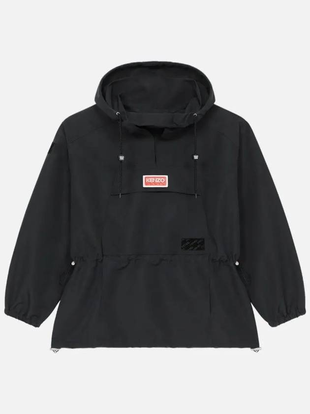 Paris Logo Patch Hood Ripstop Windbreaker Black - KENZO - BALAAN 3